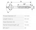 SPAX screw 3,5x30/18 countersunk head TXS,W,4C MH, partial thread