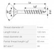SPAX screw 5x120/69 countersunk head TXS,W,4C MH, partial thread