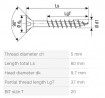 SPAX screw 5x60/37 countersunk head TXS,W,4C MH, partial thread