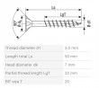 SPAX screw 3,5x50/32 countersunk head TXS,W,4C MH, partial thread