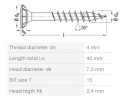 SPAX screw FEX-H 4x40 countersunk head TXS,W A3J,4C MH, partial thread