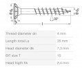 SPAX screw FEX-H 4x35 countersunk head TXS,W A3J,4C MH, partial thread