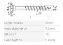 SPAX screw FEX-H 4x30 countersunk head TXS,W A3J,4C MH, partial thread