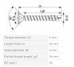 SPAX screw 4x40 raised countersunk head TXS,4C MH