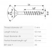 SPAX screw 5x50/32 countersunk head TXS,W,4C MH, partial thread