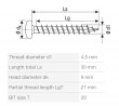 SPAX screw 4.5x30 semi-round head TXS,W,4C,