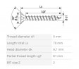 SPAX screw 5x70 countersunk head PZ,W,4C MH