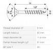 SPAX screw 6x90/61 countersunk head TXS,W,4C MH, partial thread