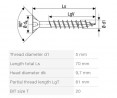SPAX screw 5x70 countersunk head TXS,W,4C MH