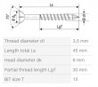 SPAX screw M 3,5x45/30 countersunk head TXS,W,C, partial thread