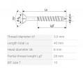 SPAX screw M 3,5x40/28 countersunk head TXS,W,C, partial thread