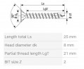 SPAX screw 4x25 countersunk head PZ,W,4C MH