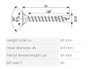SPAX screw 4.5x60 countersunk head TXS,W,4C MH