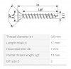 SPAX screw 3,5x17 countersunk head PZ, W, 4C MH