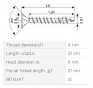 SPAX screw 4x25 countersunk head TXS, W, 4C MH