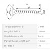 SPAX screw 3x16 countersunk head TXS, W, 4C MH