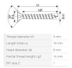 SPAX screw 3x16 countersunk head PZ, W, 4C MH