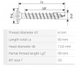 SPAX screw 6x60 disc head TXS, W, 4C, stainless steel A2