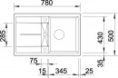 BLANCO 513187 Sink Metra 45 S white without eccentric Silgranit PuraDur