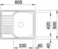 BLANCO 516524 Sink Tipo 45 S mini 3 1/2" stainl.steel natural gloss no eccentric
