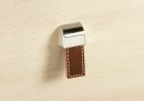 HETTICH 9113451 Knob AGNA 20x50x25 mm brown leather/imitation stainless steel