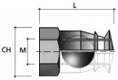 Spacer impact dowel with ball BU12-M6x12mm brass
