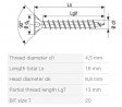 SPAX screw 4,5x16 countersunk head TXS, W, 4C MH