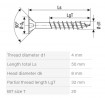 SPAX screw 4x50/32 countersunk head TXS, W, 4C MH, partial thread