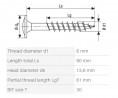 SPAX screw 6x80 washer head TXS, W, 4C