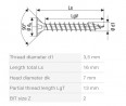 SPAX screw 3.5x16 countersunk head PZ, W, 4C MH