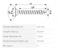 SPAX screw 3,5x20 countersunk head PZ, W, 4C MH