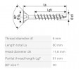 SPAX screw 6x80 countersunk head TXS,W,4C MH