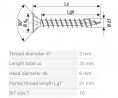 SPAX screw 3x25 countersunk head TXS, W, 4C MH