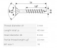 SPAX screw 3x40/23 countersunk head TXS,W,4C MH, partial thread