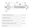 SPAX screw 3,5x35/23 countersunk head PZ, W, 4C MH, partial thread