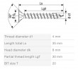 SPAX screw 4x35 countersunk head TXS,W,4C MH, nerez A2