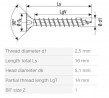 SPAX screw 2,5x16 countersunk head PZ, W, 4C MH