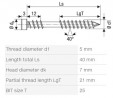 SPAX screw 5x40 terrace cylindrical head TXS, stainless steel A2, C, silver