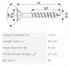 SPAX screw 4x35/23 countersunk head TXS,W,4C MH, partial thread