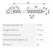 SPAX screw 5x70 terrace cylindrical head TXS, stainless steel A2, C, silver