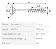 SPAX screw 8x320/80 countersunk head TXS,W,4C MH, partial thread