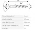SPAX screw 6x80/46 countersunk head TXS,W,4C MH, partial thread