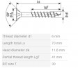 SPAX screw 6x70/41 countersunk head TXS,W,4C MH, partial thread