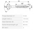 SPAX screw 5x110/69 countersunk head PZ, W, 4C MH, partial thread