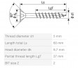 SPAX screw 5x60/37 countersunk head PZ, W, 4C MH, partial thread