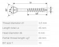 SPAX screw 3,5x45 flooring countersunk head TXS,W,4C MH