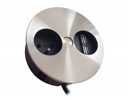 BACHMANN 931.032 Twist USB, 1x 230V, 1x USB-A double charger, stainless steel