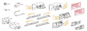TERNO Comfort 25 fitting set 22 - 25mm 3 wings 4x damper + 2x stop