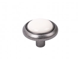 Knob Gipa nickel patina/porcelain white + screws