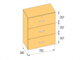 K-BBP File cabinet type R3 for width 762 mm/390 mm, height 1076 mm with damping